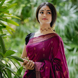 Lovely Purple Soft Silk Saree With Angelic Blouse Piece