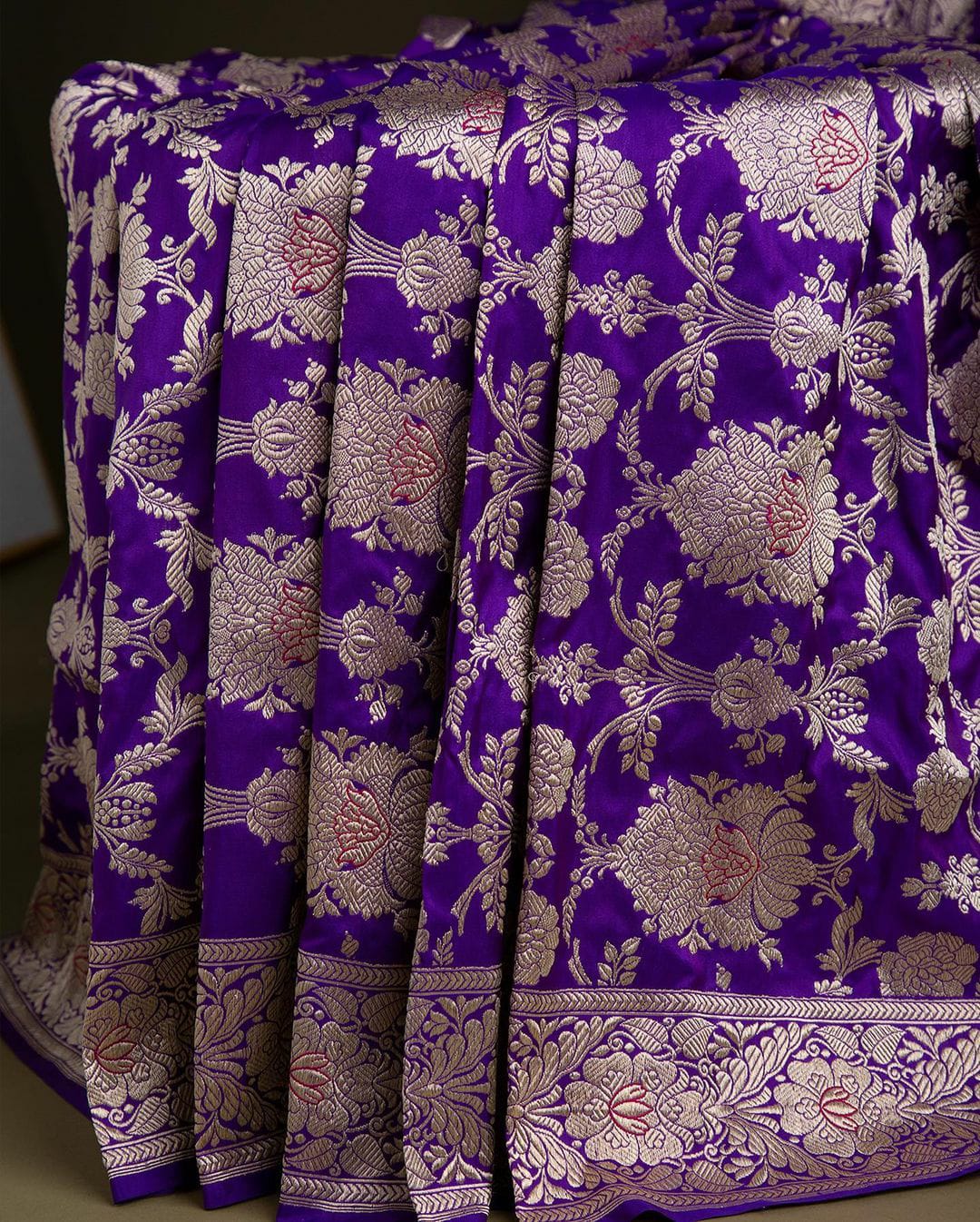 Prominent Purple Soft Banarasi Silk Saree With Pretty Blouse Piece