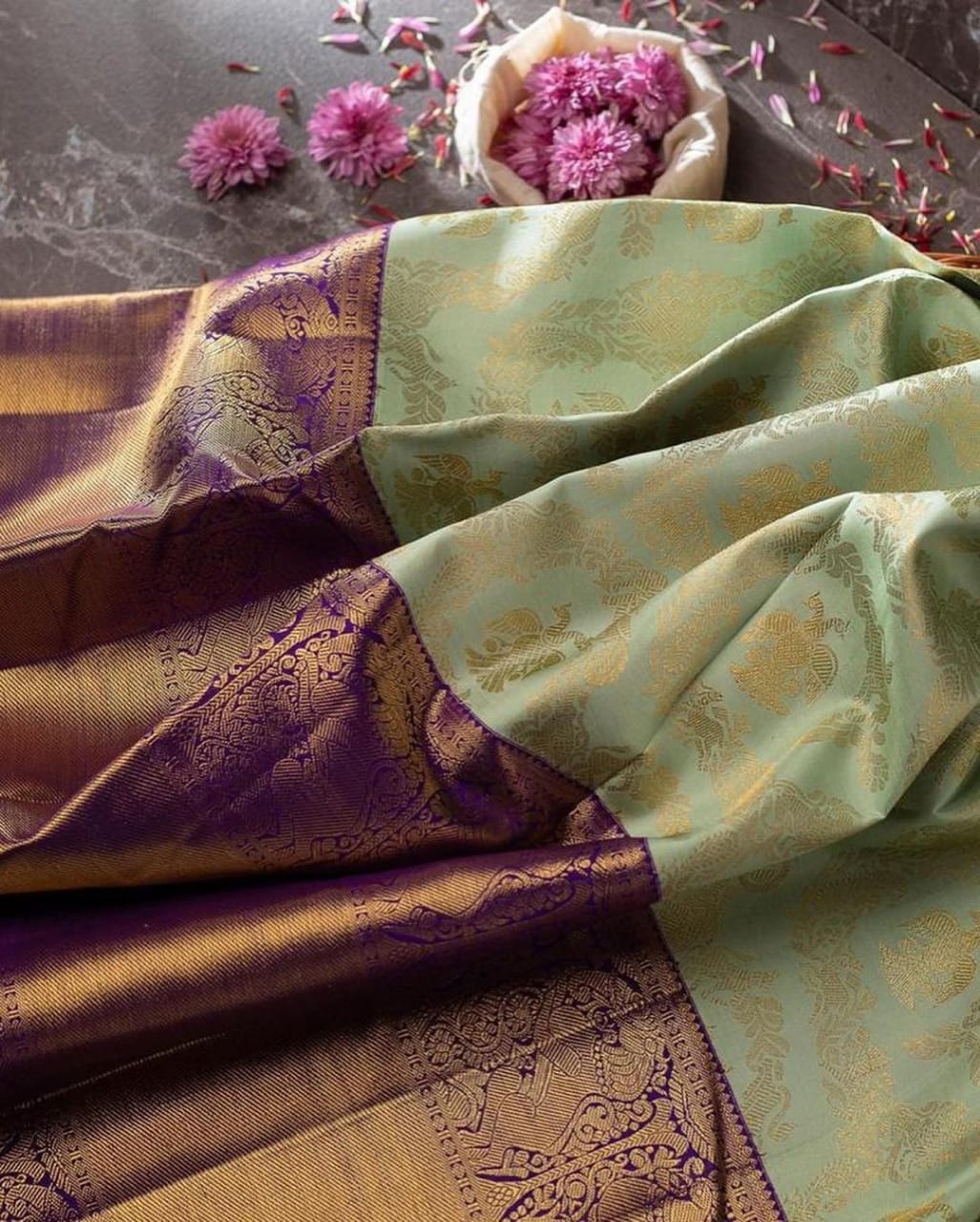 Staggering Sea Green Soft Banarasi Silk Saree With Divine Blouse Piece