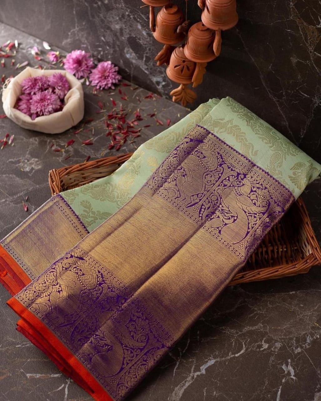Staggering Sea Green Soft Banarasi Silk Saree With Divine Blouse Piece