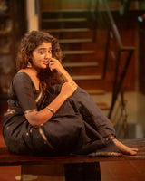 Invaluable Black Cotton Silk Saree With Woebegone Blouse Piece
