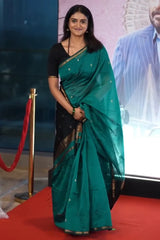Refreshing Sea Green Cotton Silk Saree With Enticing Blouse Piece