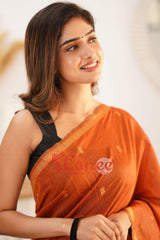 Sophisticated Orange Cotton Silk Saree With Elegant Blouse Piece
