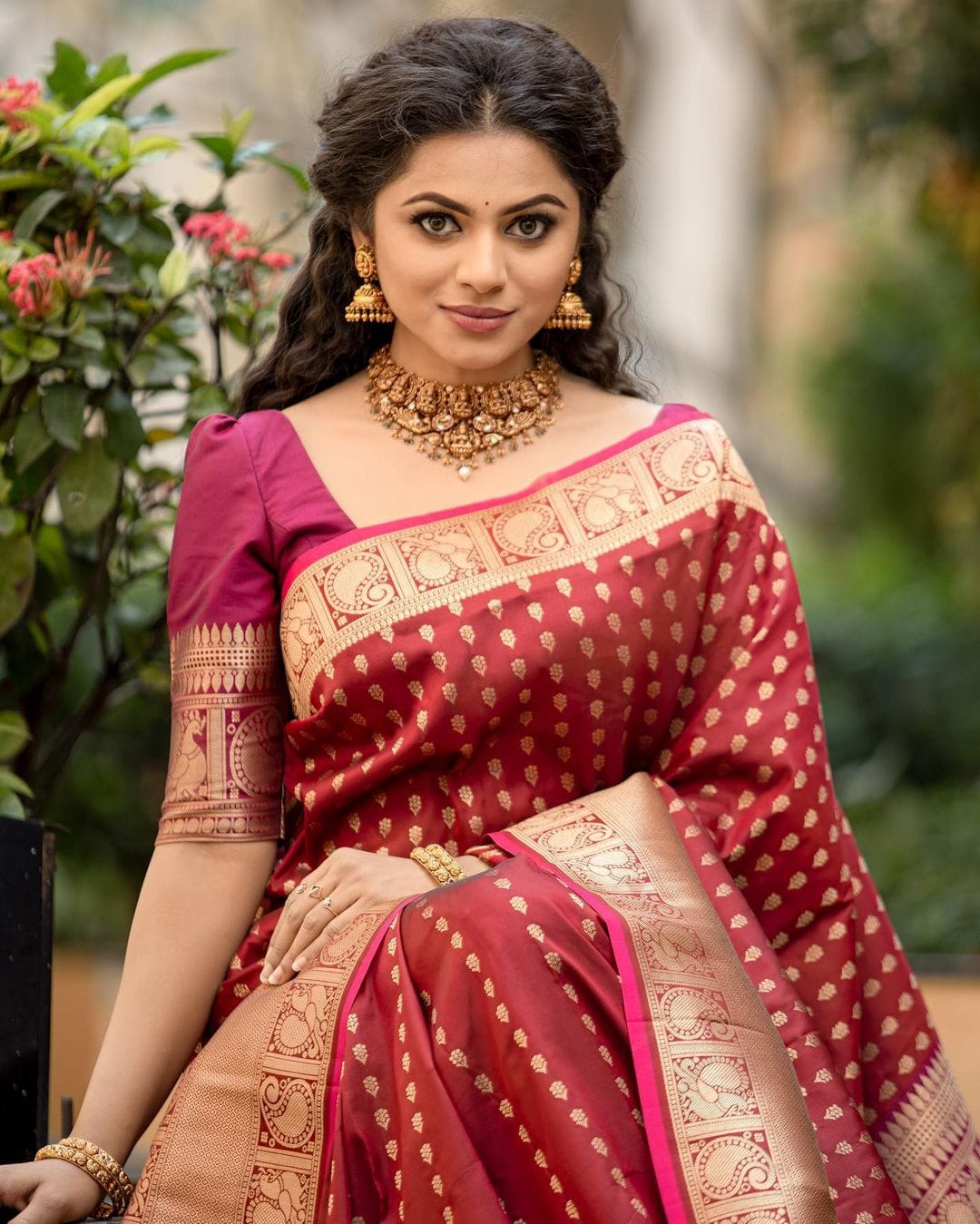 Petrichor Maroon Soft Silk Saree With Redolent Blouse Piece