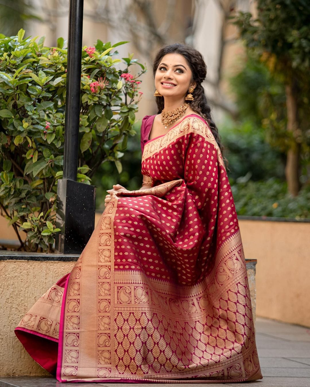 Petrichor Maroon Soft Silk Saree With Redolent Blouse Piece