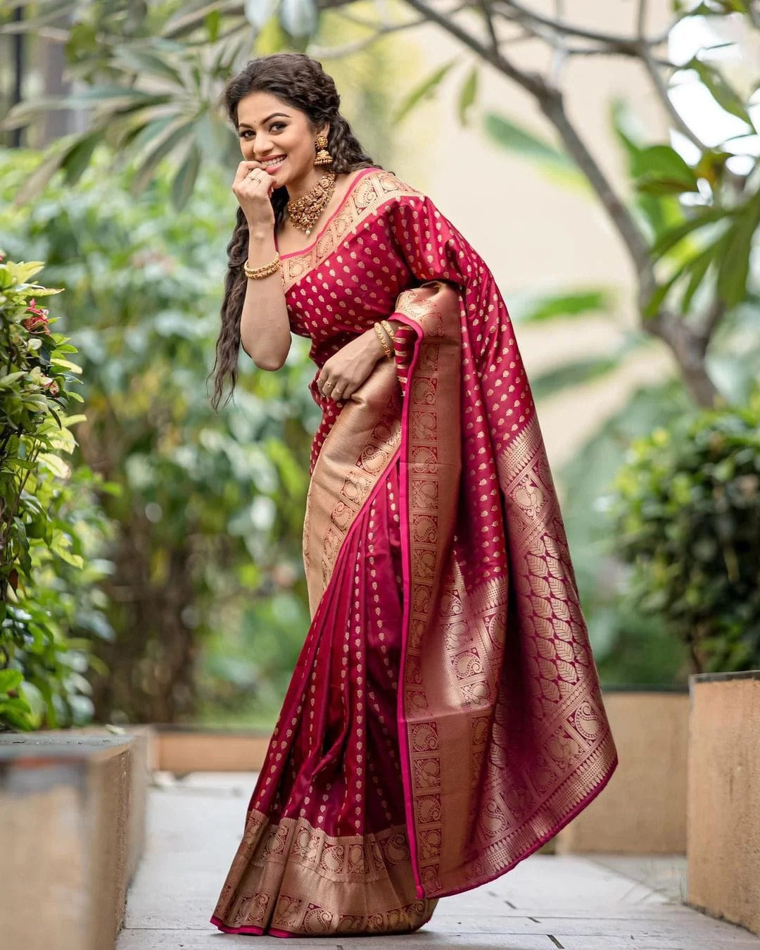 Petrichor Maroon Soft Silk Saree With Redolent Blouse Piece