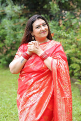 Juhi Parmar in Red Soft Silk Saree
