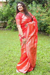 Juhi Parmar in Red Soft Silk Saree
