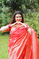 Juhi Parmar in Red Soft Silk Saree
