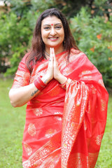 Juhi Parmar in Red Soft Silk Saree