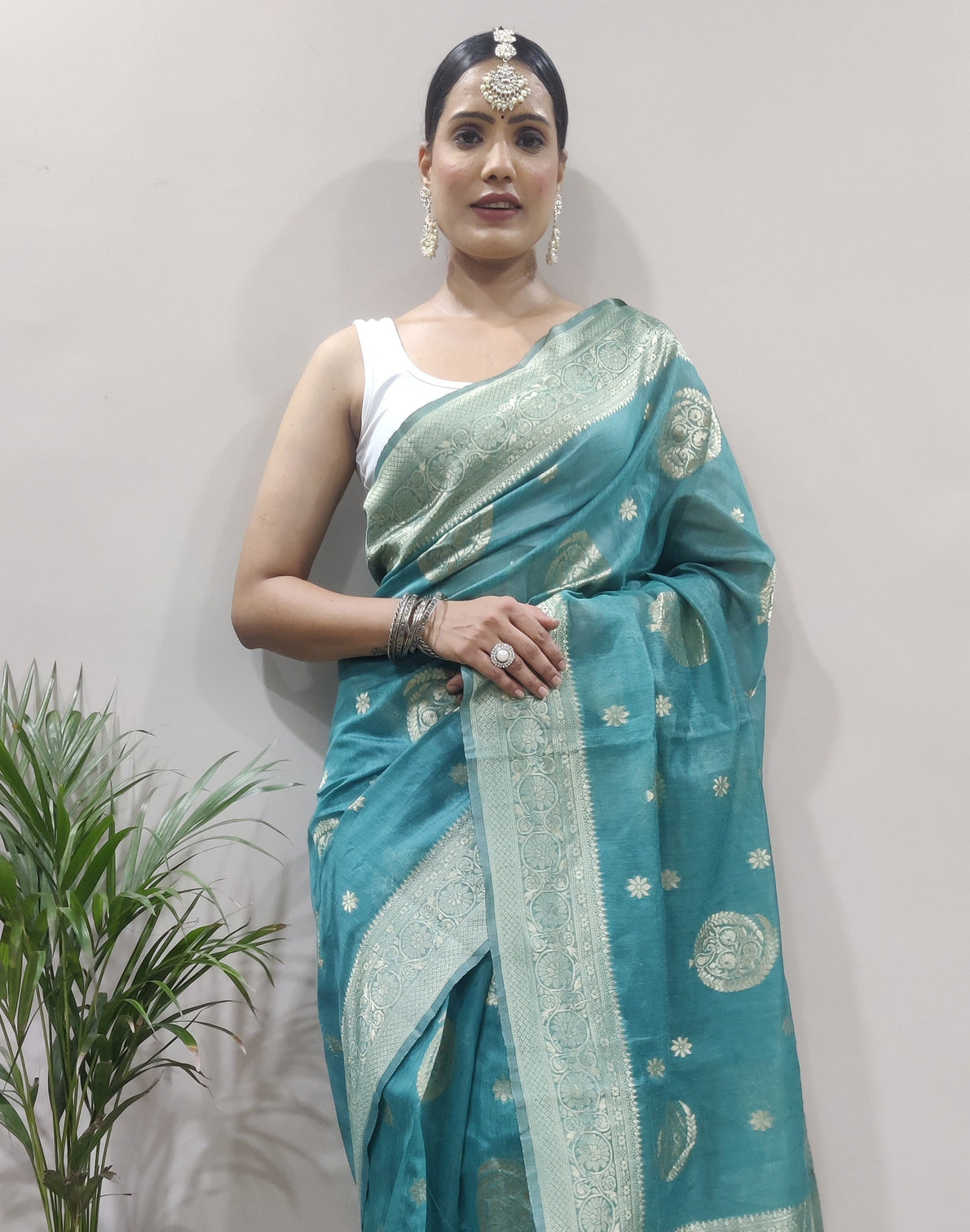 Dalliance 1-Minute Ready To Wear Sea Green Cotton Silk Saree