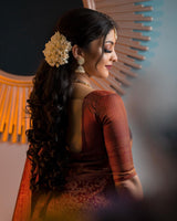 Opulent Wine Soft Silk Saree With Stunner Blouse Piece