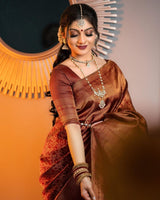 Opulent Wine Soft Silk Saree With Stunner Blouse Piece