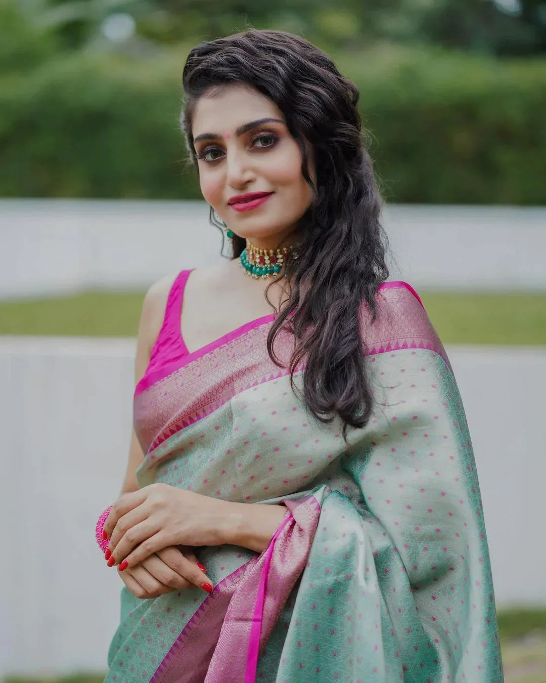 Classic Sea Green Soft Silk Saree With Murmurous Blouse Piece