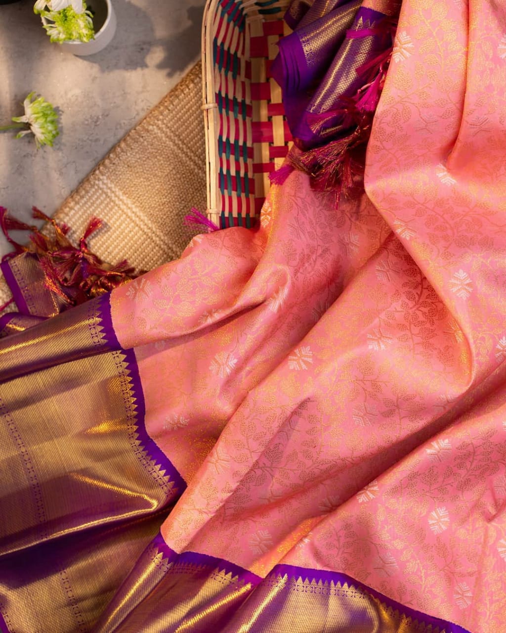 Staring Pink Soft Banarasi Silk Saree With Pretty Blouse Piece