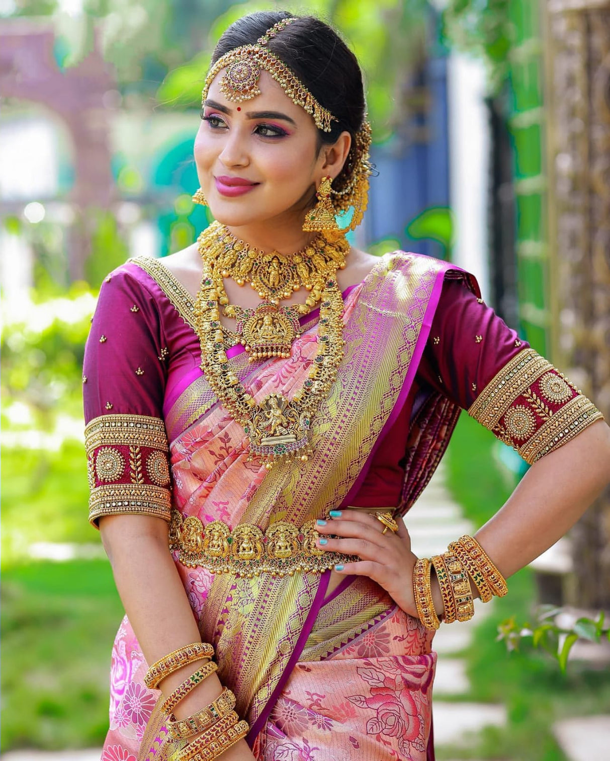Efflorescence Pink Soft Banarasi Silk Saree With Nemesis Blouse Piece