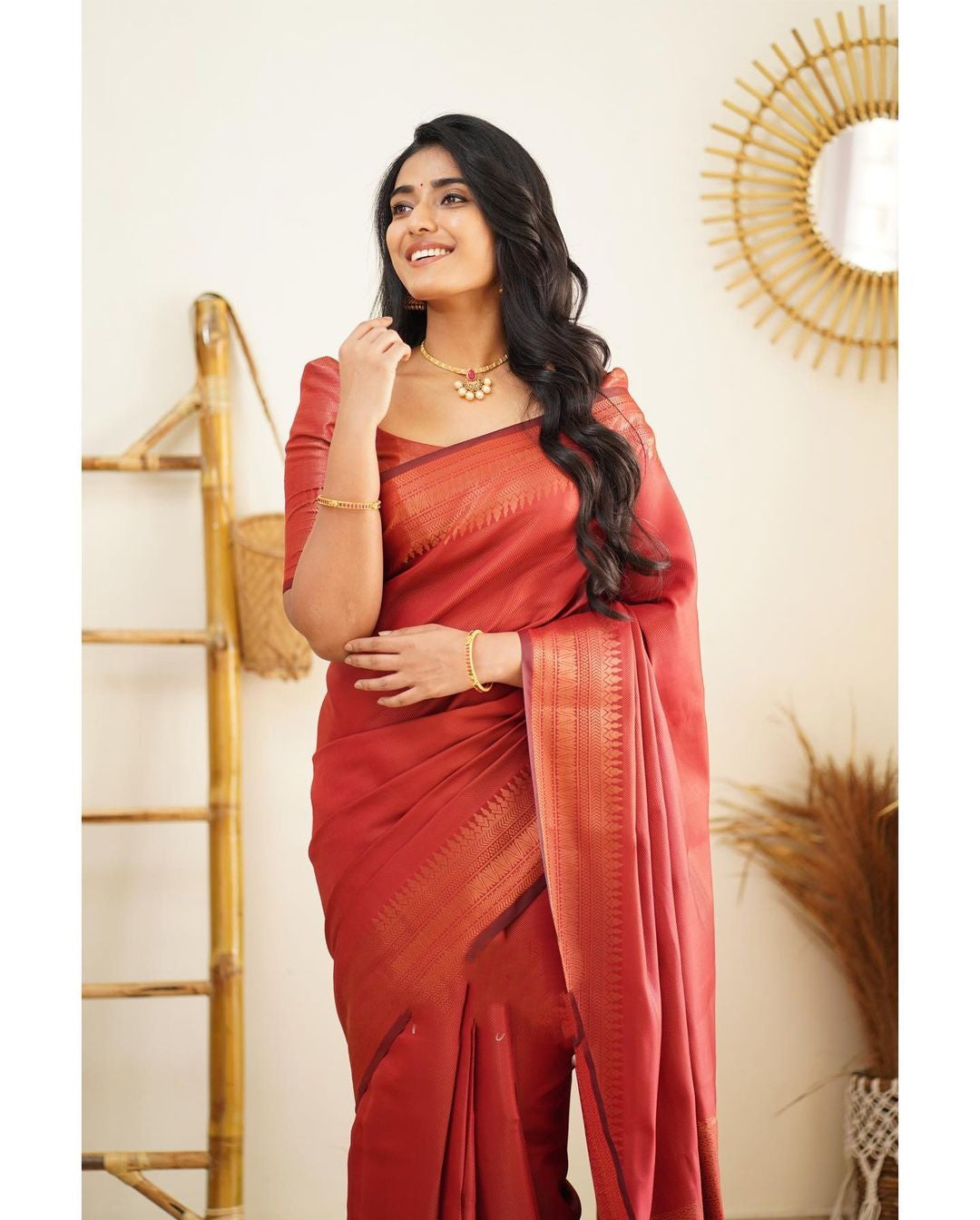 Scrumptious Red Soft Silk Saree With Prodigal Blouse Piece