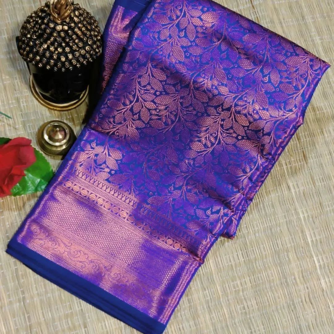 Prodigal Navy Blue Soft Banarasi Silk Saree With Incomparable Blouse Piece