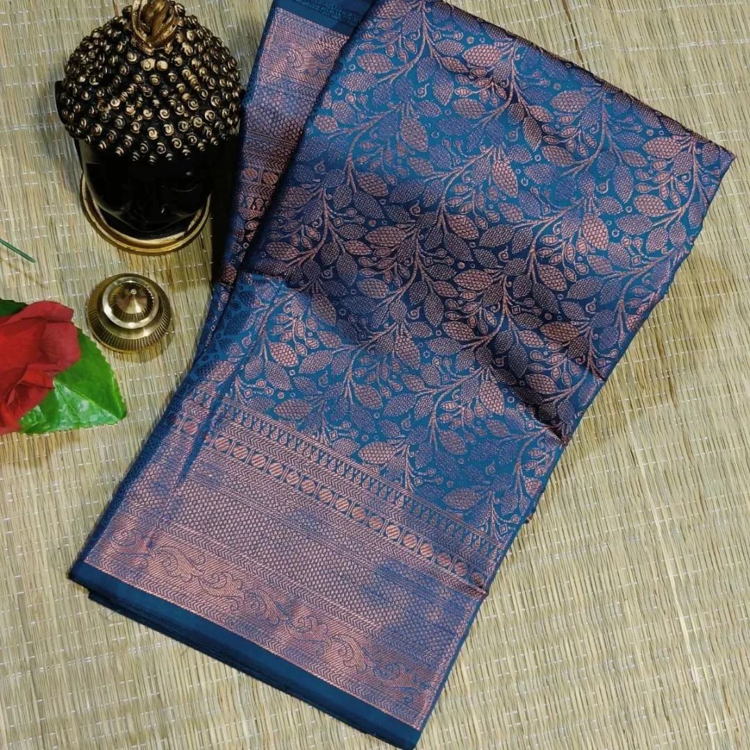 Ratatouille Teal Blue Soft Banarasi Silk Saree With Seraglio Blouse Piece