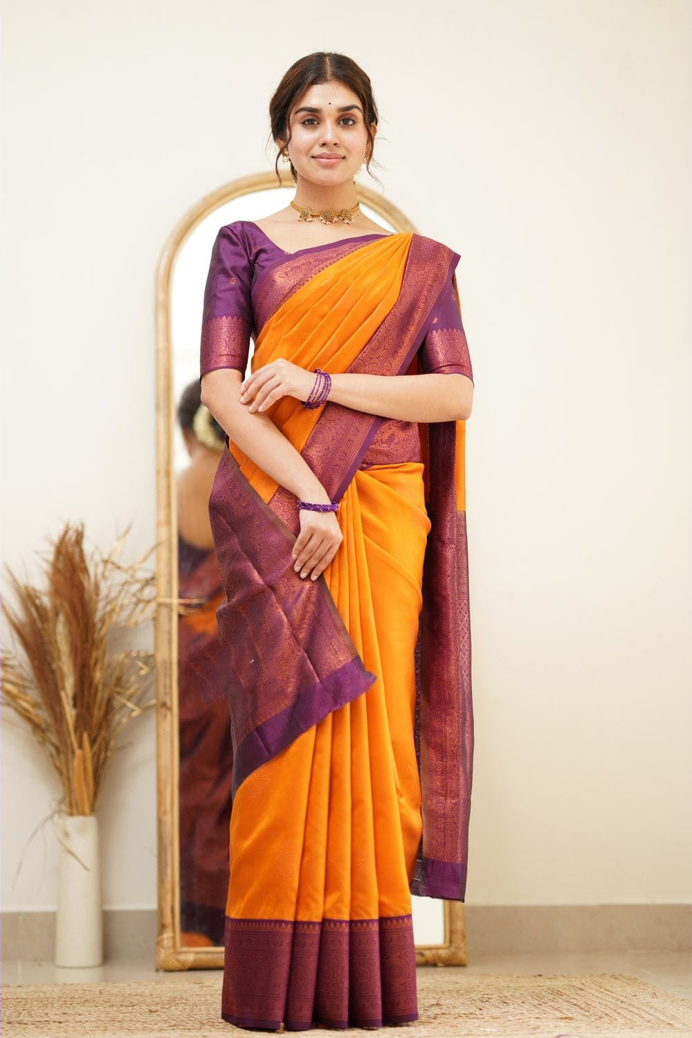 Smashing Yellow Soft Silk Saree with Proficient Artistic Piece