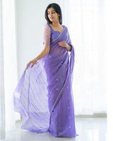 Magnetic Lavender Cotton Silk Saree With Woebegone Blouse Piece
