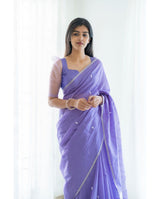 Magnetic Lavender Cotton Silk Saree With Woebegone Blouse Piece