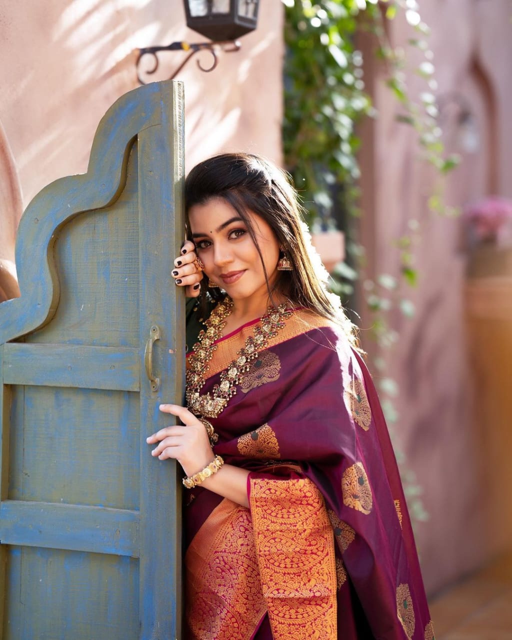 Incredible Wine Soft Banarasi Silk Saree With Adorable Blouse Piece