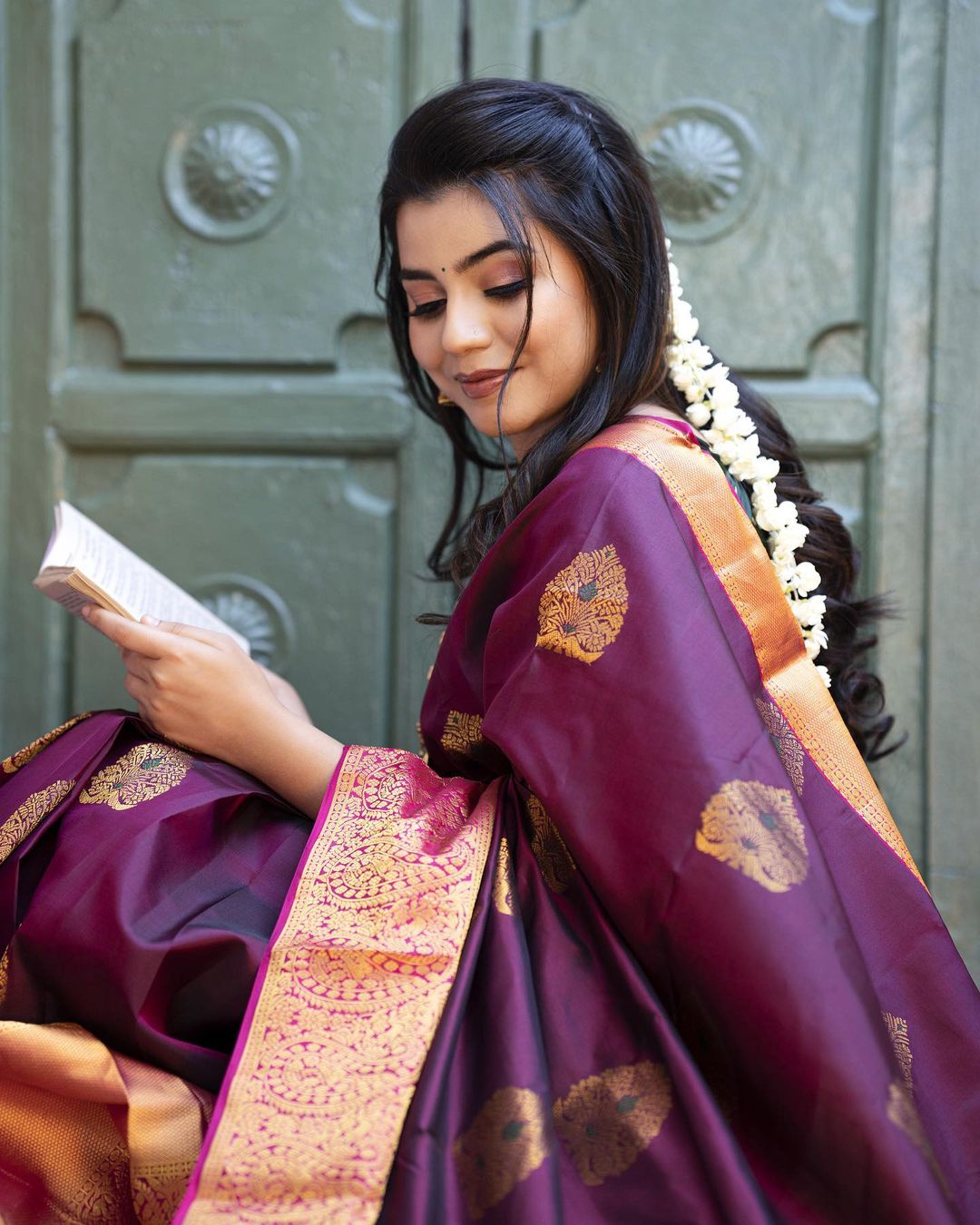 Incredible Wine Soft Banarasi Silk Saree With Adorable Blouse Piece
