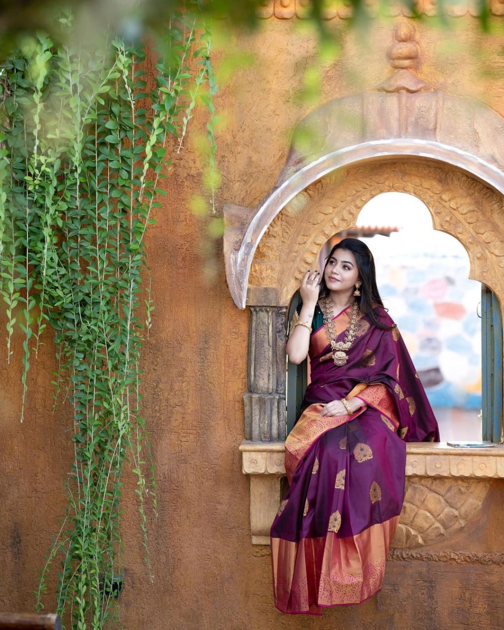 Incredible Wine Soft Banarasi Silk Saree With Adorable Blouse Piece