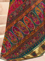 Lustrous Dark Green Nylon Dola Pashmina Saree With Devastating Blouse Piece