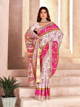 Incredible Off White Nylon Dola Pashmina Saree With Classic Blouse Piece