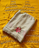 Fragrant Beige Embroidery Work Viscose Saree With Most Flattering Blouse Piece