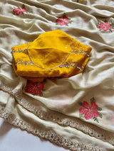Fragrant Beige Embroidery Work Viscose Saree With Most Flattering Blouse Piece