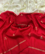 Quixotic Beige and Maroon Banarasi Khadi Silk Saree With Delectable Blouse Piece