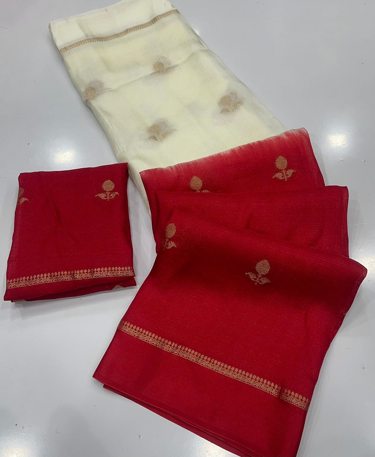 Quixotic Beige and Maroon Banarasi Khadi Silk Saree With Delectable Blouse Piece