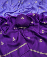 Smashing Lavender and Purple Banarasi Khadi Silk Saree With Rhapsody Blouse Piece