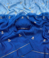 Quintessential Sky Blue Banarasi Khadi Silk Saree With Mesmeric Blouse Piece