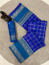 Prodigal Royal Blue Pure Zari Weaving Banarasi Silk Saree With Majesty Blouse Piece