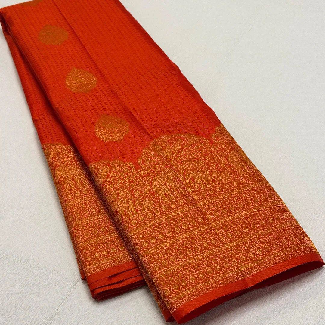Scrupulous Red Soft Silk Saree With Imaginative Blouse Piece