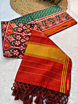 Ideal Dark Green Patola Lagdi Patta Saree With Desuetude Blouse Piece