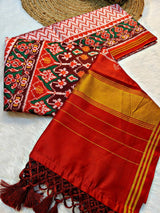Engaging Pink Patola Lagdi Patta Saree With Beauteous Blouse Piece