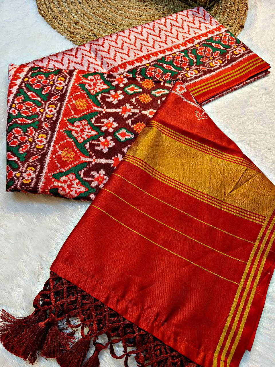 Engaging Pink Patola Lagdi Patta Saree With Beauteous Blouse Piece