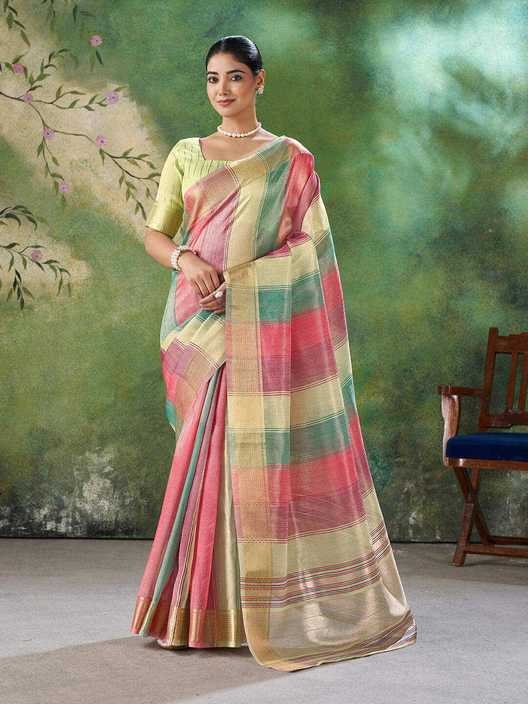 Delectable Multicolor Zari Weaving Linen Silk Saree With Adoring Blouse Piece