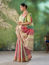 Delectable Multicolor Zari Weaving Linen Silk Saree With Adoring Blouse Piece