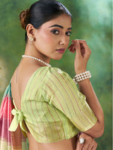 Delectable Multicolor Zari Weaving Linen Silk Saree With Adoring Blouse Piece