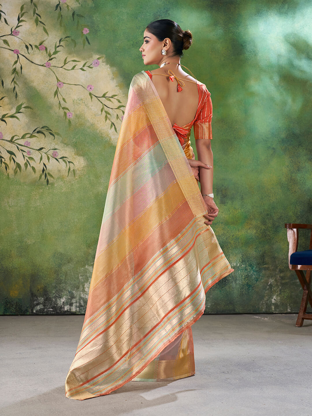 Mesmerising Multicolor Zari Weaving Linen Silk Saree With Enigmatic Blouse Piece