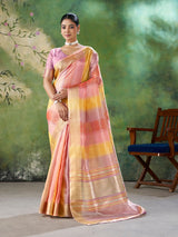 Ravishing Multicolor Zari Weaving Linen Silk Saree With Delightful Blouse Piece