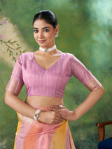 Ravishing Multicolor Zari Weaving Linen Silk Saree With Delightful Blouse Piece