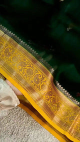Energetic Dark Green Soft Silk Saree With Hypnotic Blouse Piece