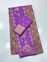 Amiable Lavender Banarasi Tissue Silk Saree With Twirling Blouse Piece